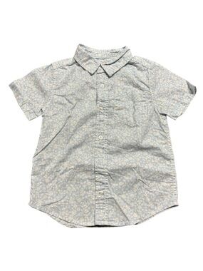 Cat & Jack Button Up Shirt XS 4/5 Blue Floral Short Sleeve Boys